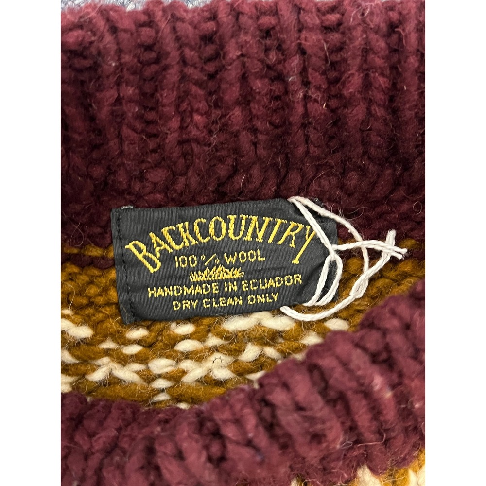 Backcountry Vintage Handmade Wool Sweater Ecuador Fair Isle Boho Chunky Knit - Picture 4 of 5